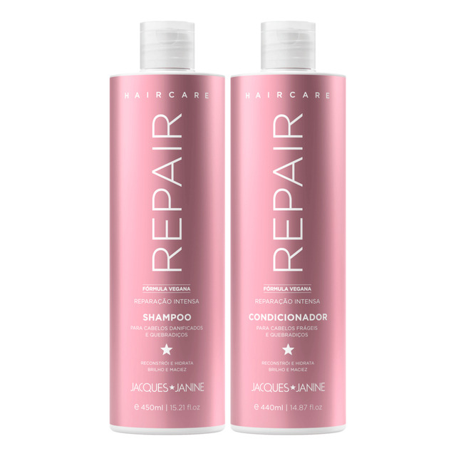 Jacques Janine Repair Reparação Intensa Shampoo Sem Sal 450ml Condicionador Leave-in 440ml... Jacques Janine Repair Reparação Intensa Shampoo Sem Sal 450ml Condicionador Leave-in 440ml...