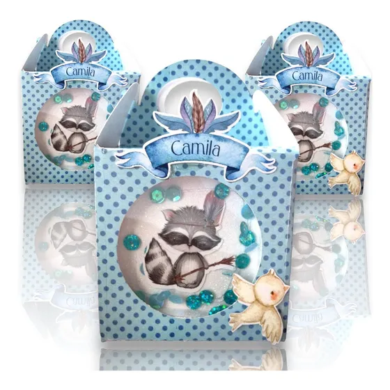 Box Golosineras Animales Bosque Varon X 5 Unidades 3d