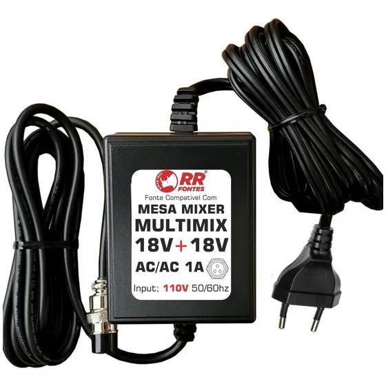 Fonte 18v 110v Pra Mesa Alesis Multimix 6 8 12 16 Fx Usb Fxd