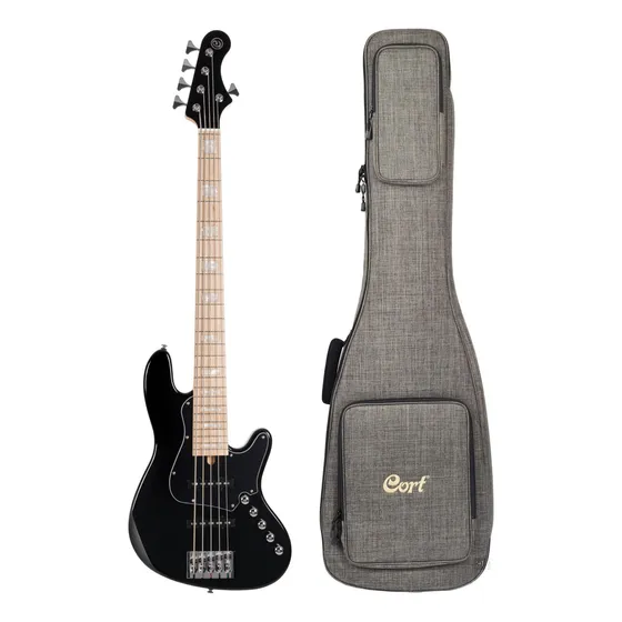 Baixo Ativo 5 Cordas Cort Rob Elrick  Njs5 Black Com Case