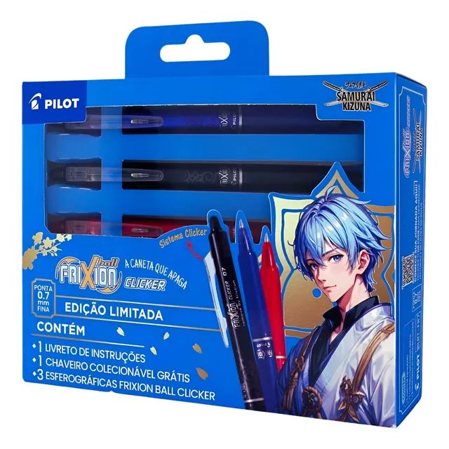 Caneta Frixion Retrátil Clicker Kit Especial Samurai Kizuna