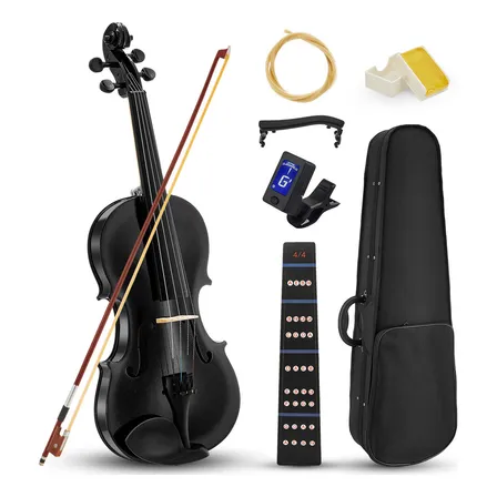 Violin Acustico Profesional 4/4 Con Estuche Zuszox, Set De Violín Para Principiantes, Adultos Y Estudiantes Con Resina, Hombrera, Arco, Afinador Y Pegatinas Para Diapasón Negro