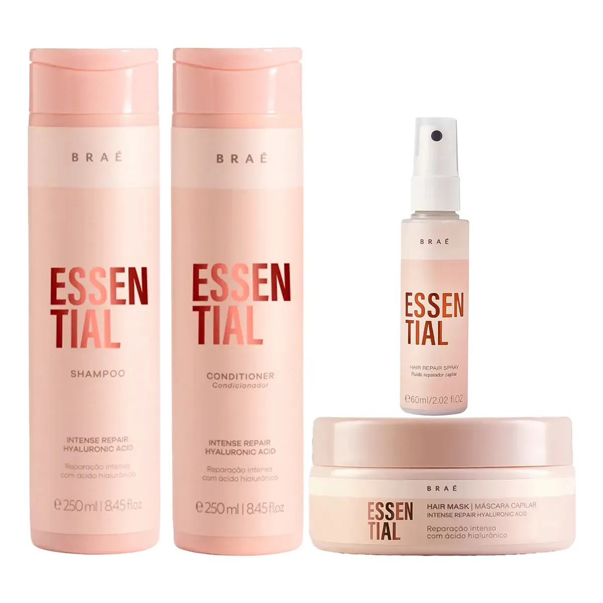 Kit Braé Essential Shampoo + Condicionador + Máscara + Fluido Kit Braé Essential Shampoo + Condicionador + Máscara + Fluido