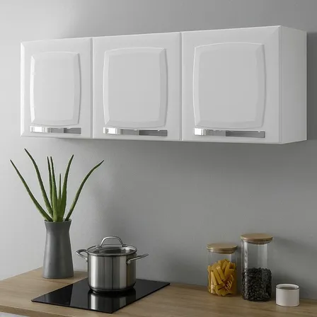 Armário Aéreo Cozinha Lavanderia Aço 3 Portas Rose Itatiaia Branco