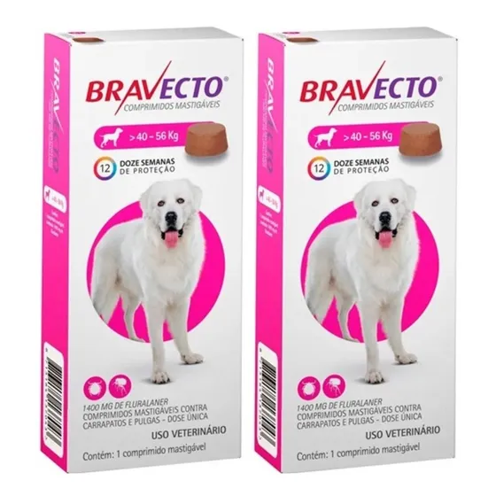 2 Bravectos 1400mg Cães De 40-56kg Original Envio Imediato