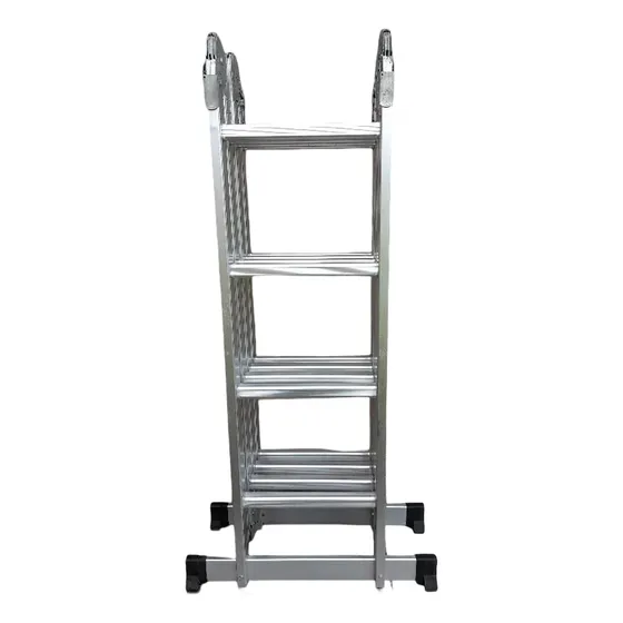 Escalera De Aluminio Pektra Multifunción De 4,6 Mts Plateado