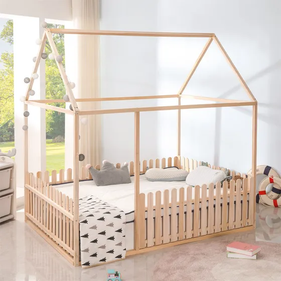 Cama Casa Completa Para Niño S Valla Marco Madera Juego Niña