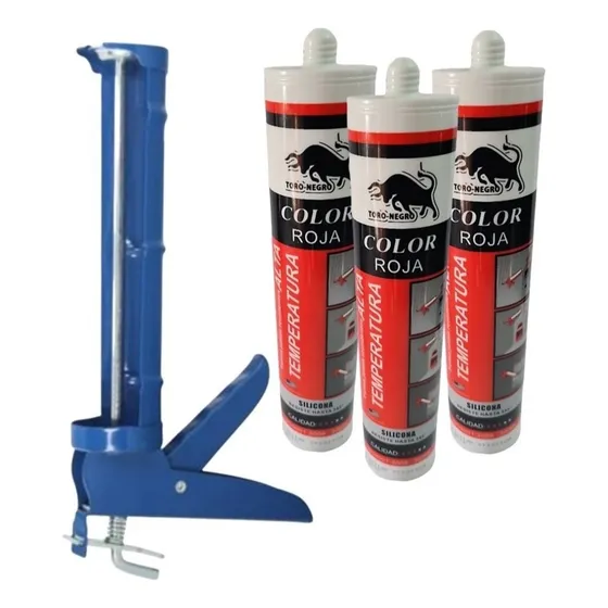 3 Uds Silicona Alta Temperatura Color Rojo + Calafatera