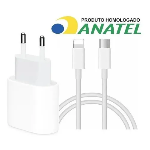 Fonte Carregador Turbo Tipo C 20w P/ iPhone 11 12 Xr Xs Max Cor Branco