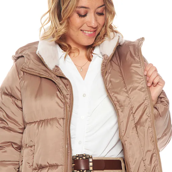 Parka Wados Manga Larga Puffer Con Cierre Y Capucha Solido