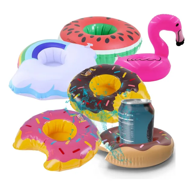 Pack 12 Mini Flotadores Porta Vasos Botellas Piscina Playa