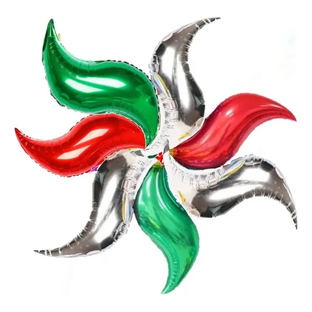 Globo Forma De Rehilete Tricolor Verde Plata Rojo 1.80 Mts