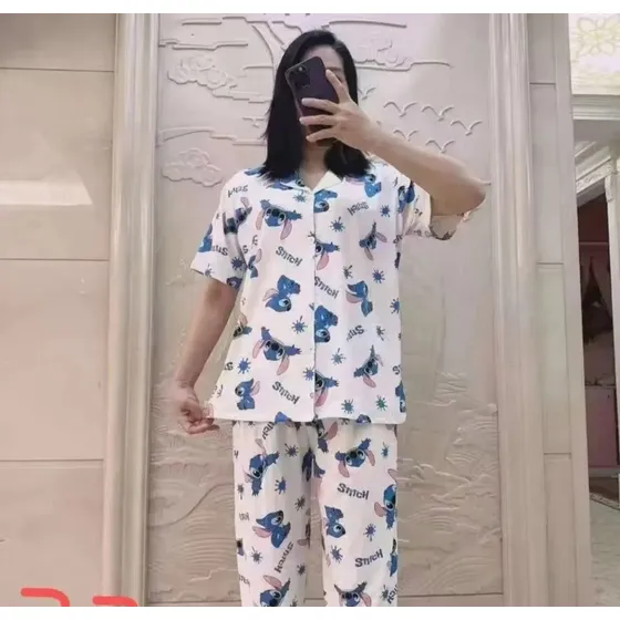 Pijama De Botón 2 Piezas Camisa Manga Larga/corta + Pantalón