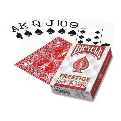 Cartas Prestige Rojo 100% Plastico Naipes Baraja Bicycle