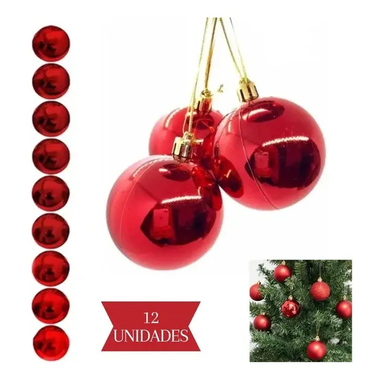 Pack de 12 Esferas Navideñas Rojas de 5" para Árbol de Navidad