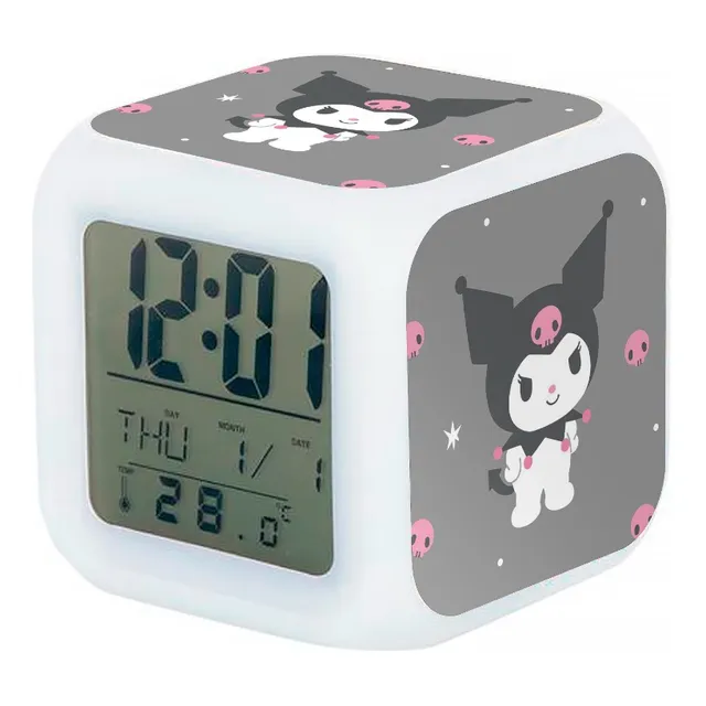 Reloj Despertador Kuromi Hello Kitty Con Luz Led Y Alarma