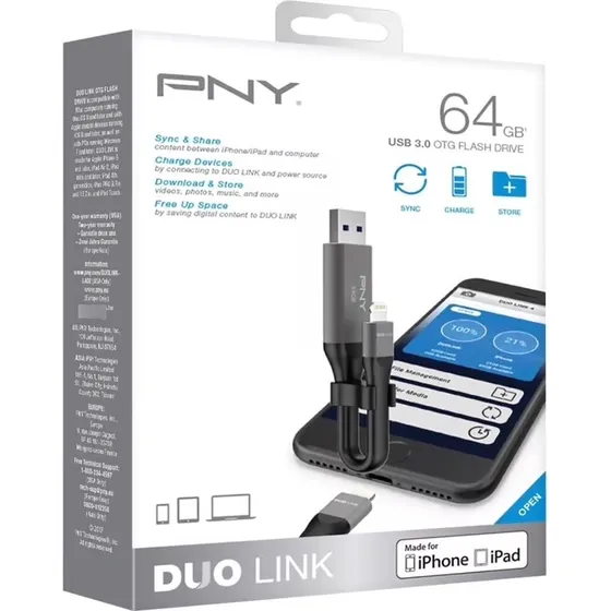 Pny Duo Link 64gb Usb 3.0 Otg Flash Drive Memoria iPhone