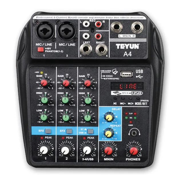 Mezclador Tarjeta De Audio De 4 Canales Bluetooth