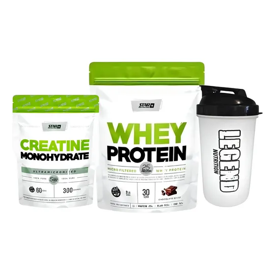 Star Nutrition Whey Protein Sabor Chocolate 908g Creatina Doypack 300g Vaso Legend 600ml