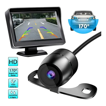 Kit Câmera De Ré Hd Visão Noturna + Visor Lcd 4.3 Polegadas