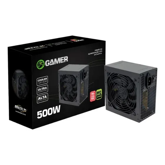 Fonte Atx 500w Real Bivolt 110/230v Pfc Ativo Brazilpc