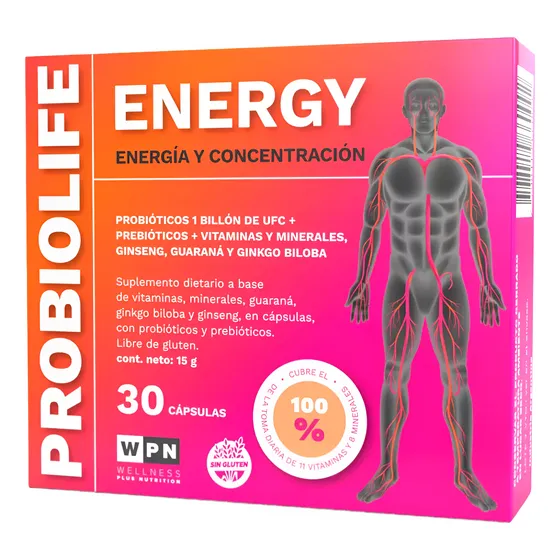 Wpn Probiolife Energy Suplemento Energía & Concentración 30u Sabor Sin sabor