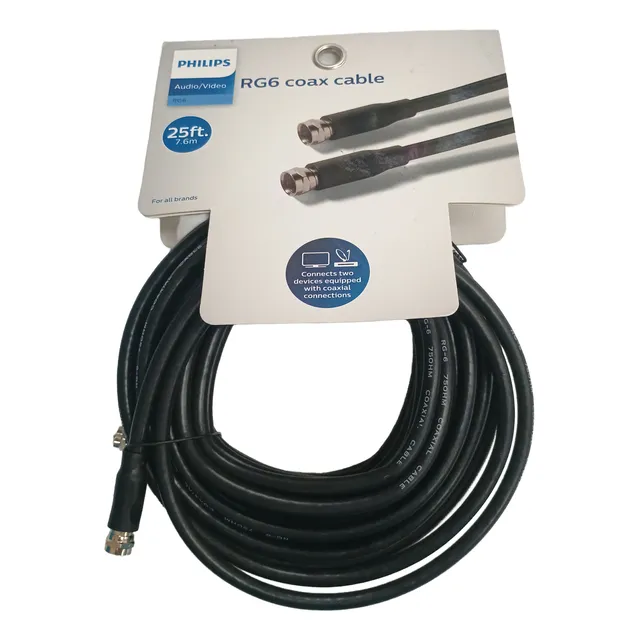 Cable Rg6 Coaxial 7.6 Mts Para Audio / Video Philips Genuino