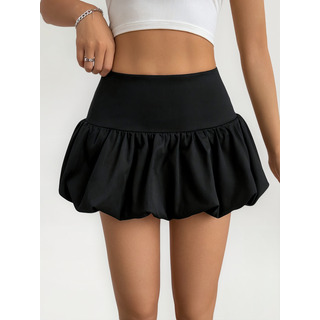 Falda Mini De Color Liso Con Cintura Alta Y Burbujas Falda Mini De Color Liso Con Cintura Alta Y Burbujas