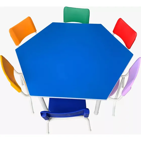 Conjunto De Mesa E Cadeiras Sextavada 102x102x68 Cm06068 Cor Colorido Desenho Do Tecido Das Cadeiras Liso