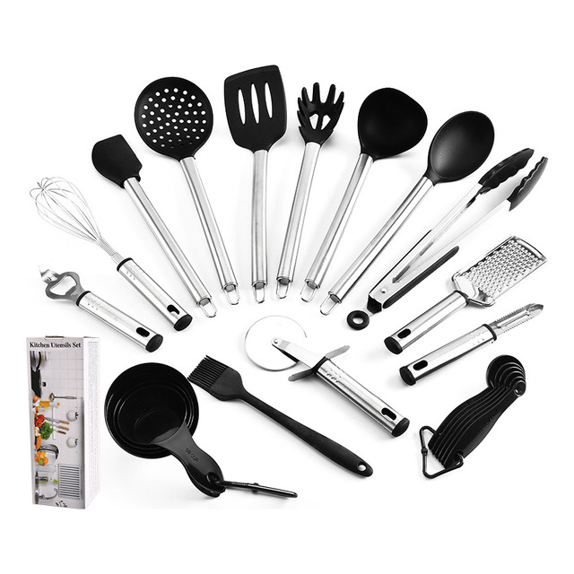 Kit Utensílios De Cozinha Completo Silicone Inox 23 Peças Kit Utensílios De Cozinha Completo Silicone Inox 23 Peças