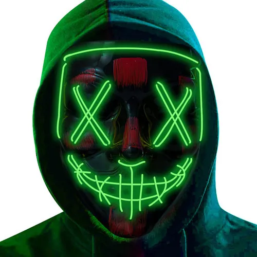 Máscara Luz Led Purga Halloween Decoración Fiesta Color Verde Lima