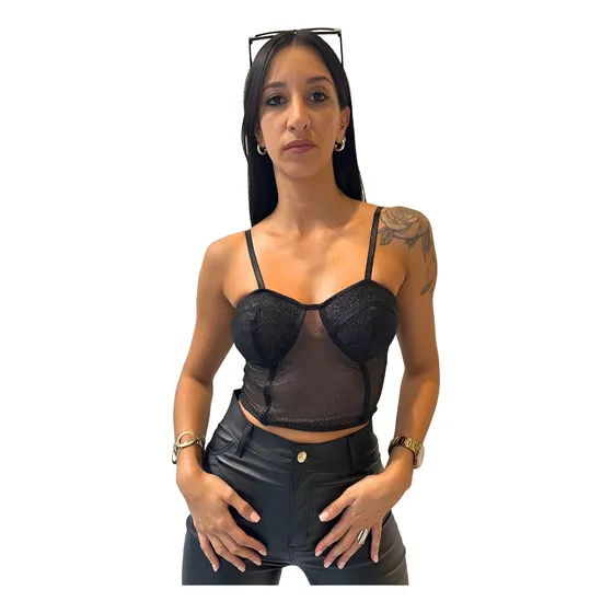 Top Mujer Encaje Transparente Sexy Strapless Fiesta Moda