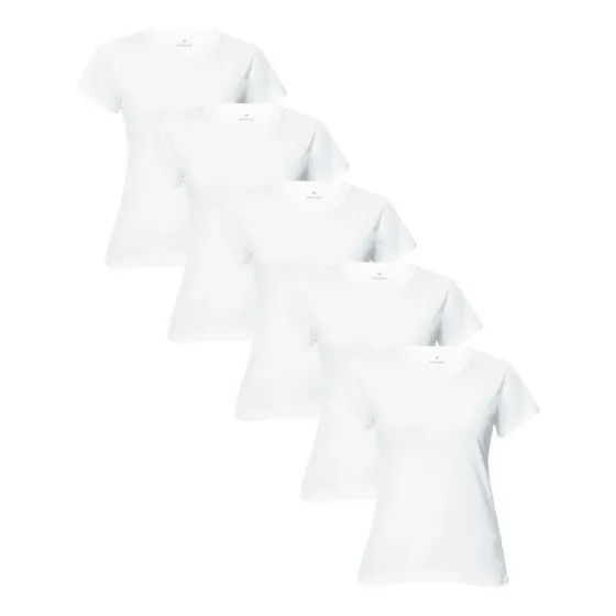 Kit 5 Camisetas Feminina Manga Curta Branca Hering