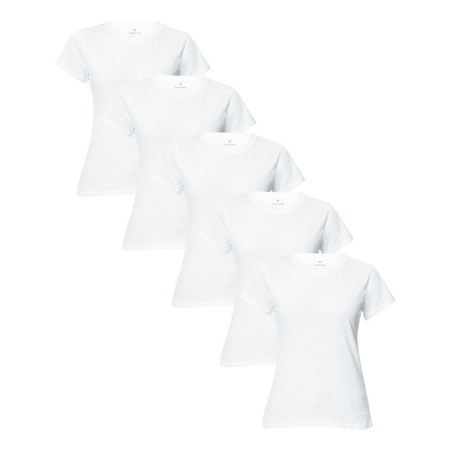 Kit 5 Camisetas Feminina Manga Curta Branca Hering Kit 5 Camisetas Feminina Manga Curta Branca Hering