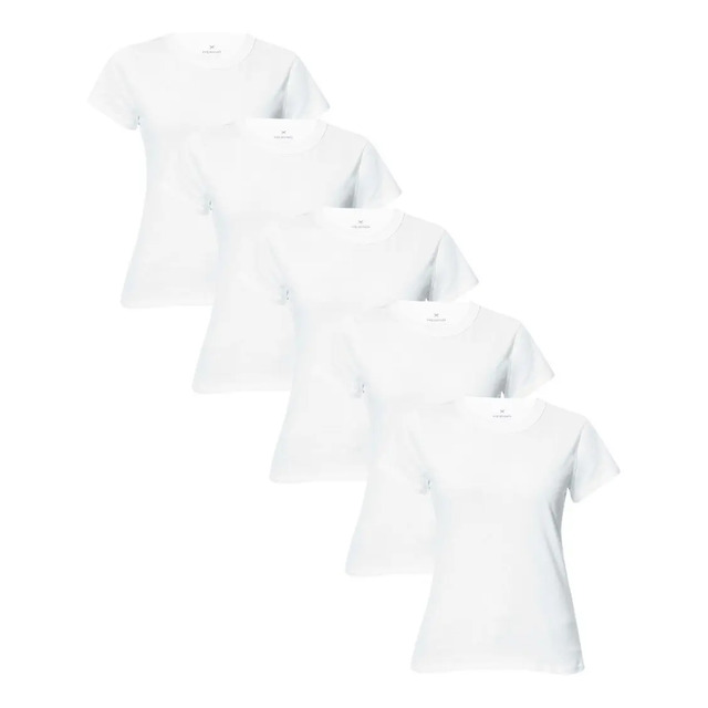 Kit 5 Camisetas Feminina Manga Curta Branca Hering Branco Liso M