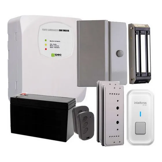 Kit Eletroima M150 Porta Vidro Controle, Fonte Botão Sem Fio