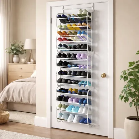 Sapateira Vertical De Parede E Porta - 36 Pares Sapato Branco