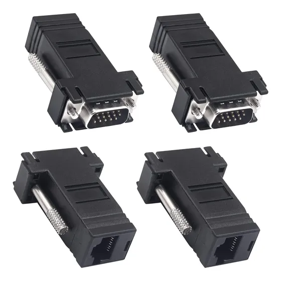 4 Adaptador Convertidor Extensor De Video Vga A Rj45 Utp Red
