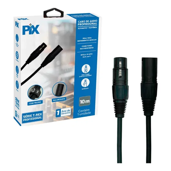 Cabo Xlr Macho Para Xlr Fêmea 10 Metros Profissional