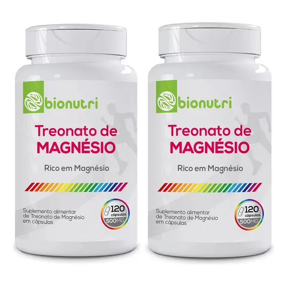 Kit 2 X Treonato De Magnesio Puro, 120 Cápsulas, 500 Mg