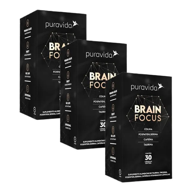 Kit 3x Brain Focus-pura Vida- Performance Mental