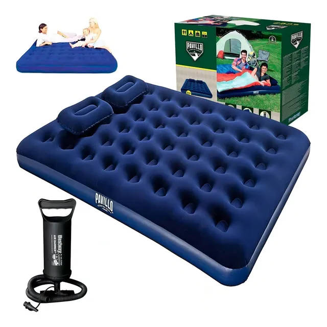 Colchón Inflable Bestway 67374 Color Azul 2 plazas Almhoadas Y Bomba Pavillo 2.03m