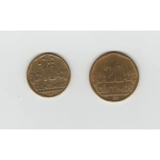 Peru 3 Moeda Un Nuevo Sol, 10 E 20 Cêntimos 1996 E 2002 Mbc 
