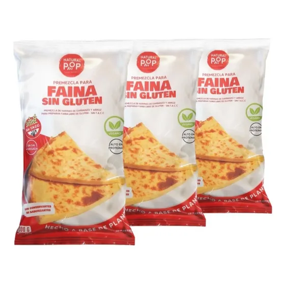 Premezcla Para Preparar Faina 200g Sin Tacc Natural Pop X3