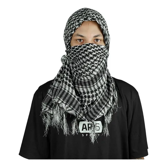 Shemagh Lenço Virtus 100 % Algodão Preto / Branco
