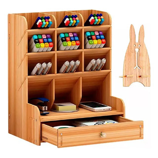 Organizador Escritorio Madera Porta Lapices Cajon Soporte Organizador Escritorio Madera Porta Lapices Cajon Soporte