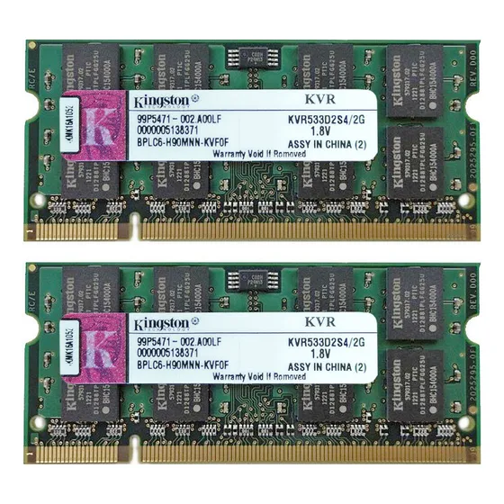 Memória Notebook Kingston 2un. 2gb Ddr2 533mhz Kvr533d2s4/2g