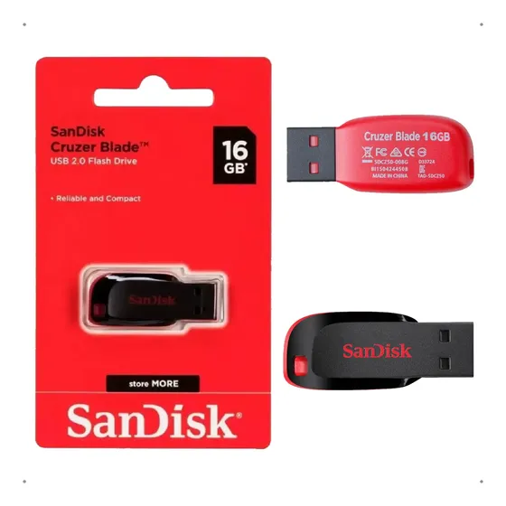 Pendrive Sandisk Cruzer Blade 16gb Usb 2.0 Original Lacrado