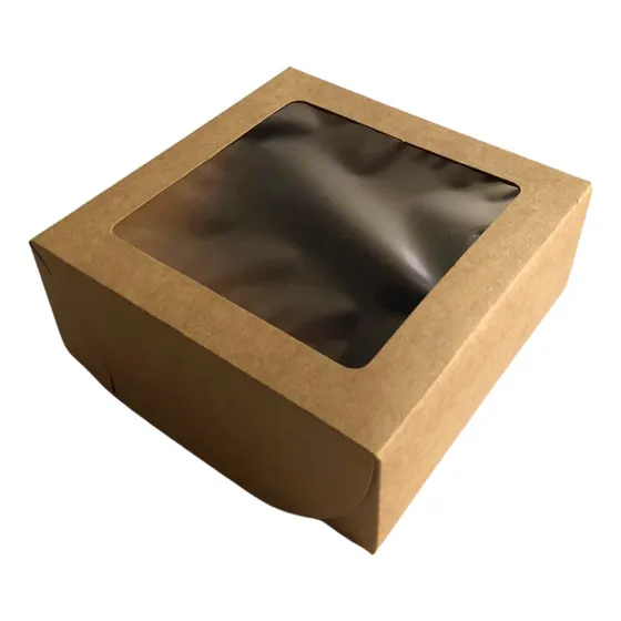 Caixa  Presente Com Visor 15 X 15 X 6cm Kraft  - 50un