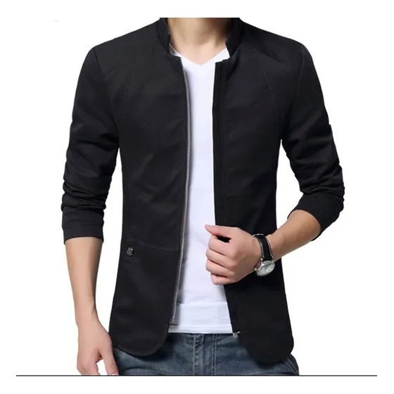 Chamarra Hombre Blazer De Algodón Cuello Alto Casual Abrigo